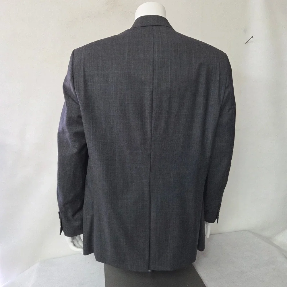 Ralph Lauren Men's Charcoal Blue Plaid Wool Suit 2 Piece Jacket‎ 44R Pants 38x29